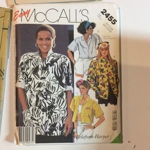 Vintage 1980s shirt patterns size 14-16